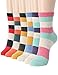 OSABASA Womens Fashion Cotton Crew Socks Stripe Printing-3 to 7 pack