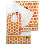 Orange Blossom Bib, Burp Cloth and Receiving Blanket Set