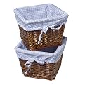 Set of 2 Cherry Baskets with Blue Liners- 10.5x10.5