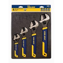 Irwin 2078706 4 Piece 6-Inch Long, 8-Inch Long, 10-Inch Long and 12-Inch Long Adjustable Wrench Tray Set