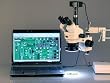 AmScope 3.5X-90X Zoom Magnification Stereo Microscope on Boom Stand + 144 LED Light + 5MP USB Digital Camera