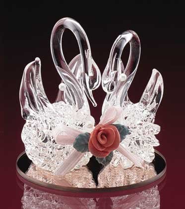 Twin Swans Spun Glass