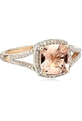 10k Rose Gold Morganite and Diamond (1/5cttw, I-J Color, I2-I3 Clarity) Ring