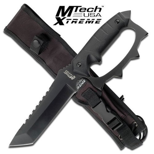 MX-8067. FULL TANG KNUCKLE HANDLE TACTICAL COMBAT FIGHTER KNIFE Full Tang Knuckle Handle Tactical Combat Fighter Knife With Sheath. 12 Inch overall fixed blade knife. 4.5MM Thick stainless steel black finish blade. Features G10 handle and the glass breaker at the end of the handle. KNIFE fixed blade knife hunting sharp edge steel MX-8067. FULL TANG KNUCKLE HANDLE TACTICAL COMBAT FIGHTER KNIFE Full Tang Knuckle Handle Tactical Combat Fighter Knife With Sheath. 12 Inch overall fixed blade knife. 4.5MM Thick stainless steel black finish blade. Features G10 handle and the glass breaker at the end of the handle. KNIFE fixed blade knife hunting sharp edge steel