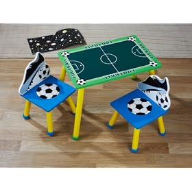 Jelly and Custard. Childrens Wooden Table and 2 Chairs. Football