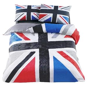 Union Jack Print Single, Black & Grey