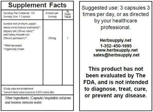 Essiac Formula (100 Vegetarian Capsules)