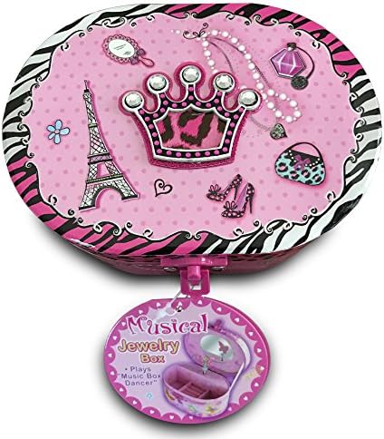 Girls Musical Jewelry Box - Unique Gift for Girls - Oval Shaped Box In Diva Theme