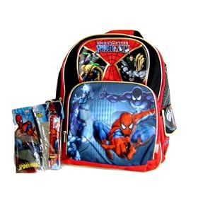 Marvel Spiderman Spider Sense Large Backpack 16" with Free 4pc Study Kit - Boys love it.