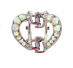 Hair Clip - H62 - Heart set with Swarovski (tm) Crystal Stones - Small Size ~ Clear AB Iridescent