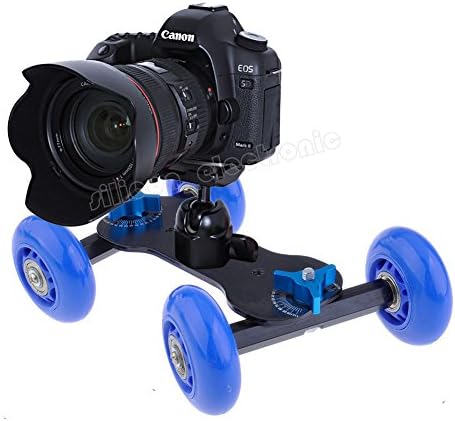 NEW Mobile Rolling Sliding Dolly Car Skater for Speedlite DSLR Camera Rig Blue