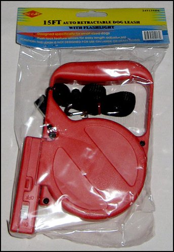 15-Ft Auto-Retracting Retractable SMALL DOG Leash with Flashlight