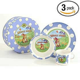 Michel Design Works Baby's First Plate Set - Snuggle Bunny, Blue (Pack of 3)