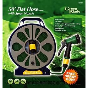 GARDEN WARE - 50 FLAT HOSE WITH SPRAY NOZZLE - 1 OF