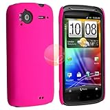 Snap-on Rubber Coated Case for HTC Sensation, Hot Pink Rear