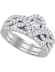 0.88CTW-DIA 0.25CT-CPEAR BRIDAL SET