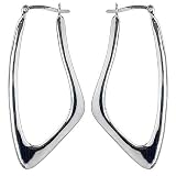 Rhodium Plated Sterling Silver Organic Clicktop Hoop Earring