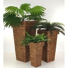 Blumenk�bel Pflanzk�bel Pflanzgef��e �bert�pfe Blument�pfe aus Wasserhyazinthe 90/70/50 cm, "Mega Design",Braun FH
