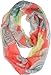 VIVIAN & VINCENT Soft Light Weight Colorful Artistic Circles Print Sheer Infinity Scarf (Coral)