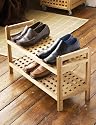 2 Tier Walnut Criss Cross Effect Shoe Rack