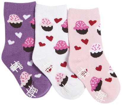 Tic Tac Toe Baby-girls Infant Mini Cupcakes Graphic Socks, Assorted, 12-24 Months