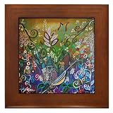 Alice's Secret Garden :: Whimsical Folk Art :: Framed Fine Art Ceramic Tile By Kristen Stein