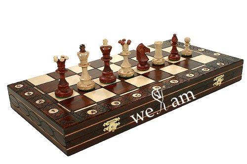 Wooden Handcarved chess set -weighted 16×16″ board