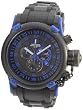 Black Stainless Steel Russian DIver Swiss Quartz Rubber Strap Blue