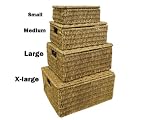 SET OF 4 SEAGRASS STORAGE BASKET BOX WITH LID