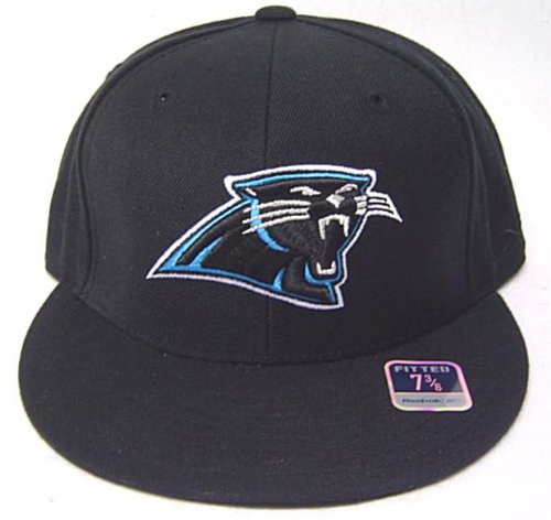 Size 7 7/8 Black NFL Carolina Panthers 3D Embroidered Fitted Flat Bill Cap / Hat