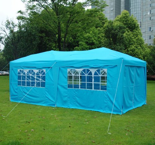 10' x 20' Easy Pop-Up Party Wedding Canopy Tent w/ Side Walls - Blue