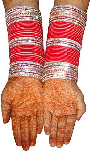 Saluja Punjabi Juti Women's Wedding Bridal Chura Bangle Sets 2.12 Cm