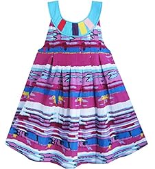 Girls Cotton 2015 Striped Print  Dress