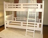 モーム コンパクトサイズの棚付きシンプル二段ベッド/ホワイト色
