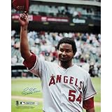 Ervin Santana Los Angeles Angels of Anaheim 16x20 Road Jersey Salute To The Crowd Autographed Photograph