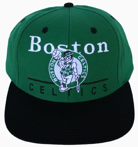 Boston Celtics Two Tone Green/Black Line Script Snapback Flatbill Adjustable Hat