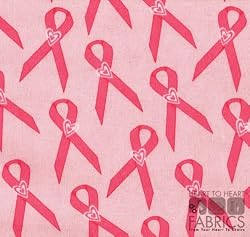 By The Yard Pink Ribbon Quilt Cotton Flannel Fabric