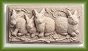 Hand Cast Stone BUNNY PATCH Concrete Plaque RABBIT Garden Sculpture by GEORGE Carruth Studio