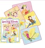 eeBoo FAIRIES OF THE FIELD LACING CARDS - 5 Cards & Laces