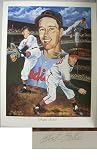 Bob Feller signed Cleveland Indians 18x24 Lithograph