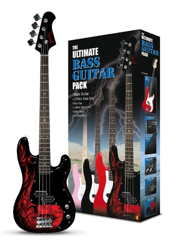 Jaxville Custom Demon Bass Guitar Pack Includes 15W Amplifier  - Black