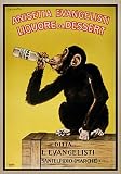VINTAGE Anisetta Evangelisti Liquore Da Dessert by Carlo Biscaretti Poster (Monkey drinking)