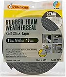 Rubber Foam Weatherseal Self Stick Tape Weather Strip Tape 1" x 5/16" x 10'
