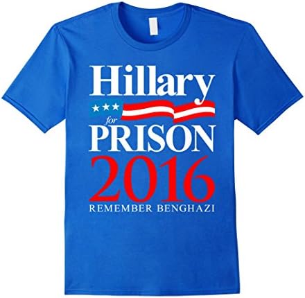 Men's Hillary Clinton For Prison 2016 Political T-Shirt XL Royal Blue