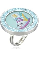 Shopkins Girls' Crystal Sneaky Wedge Round Adjustable Ring, Size 5-7