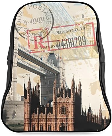 England London Bridge Phone Booth School Backpack Bag Black M