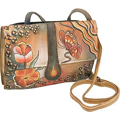 Anuschka Mini Organizer Sling Premium Floral Safari Leather Handbags