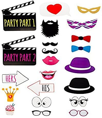Photo Booth Props Kit - 22 Piece Prop Set for Parties, Birthdays, Weddings, Dressup