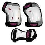 Girls Junior Knee Pads, Elbow Pads & Wrist Guards - Triple Pad Set AC750G - White - Large (10-13yrs)