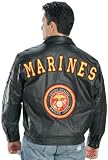 Marines Bomber Leather Jacket - Color : black - Size : Large